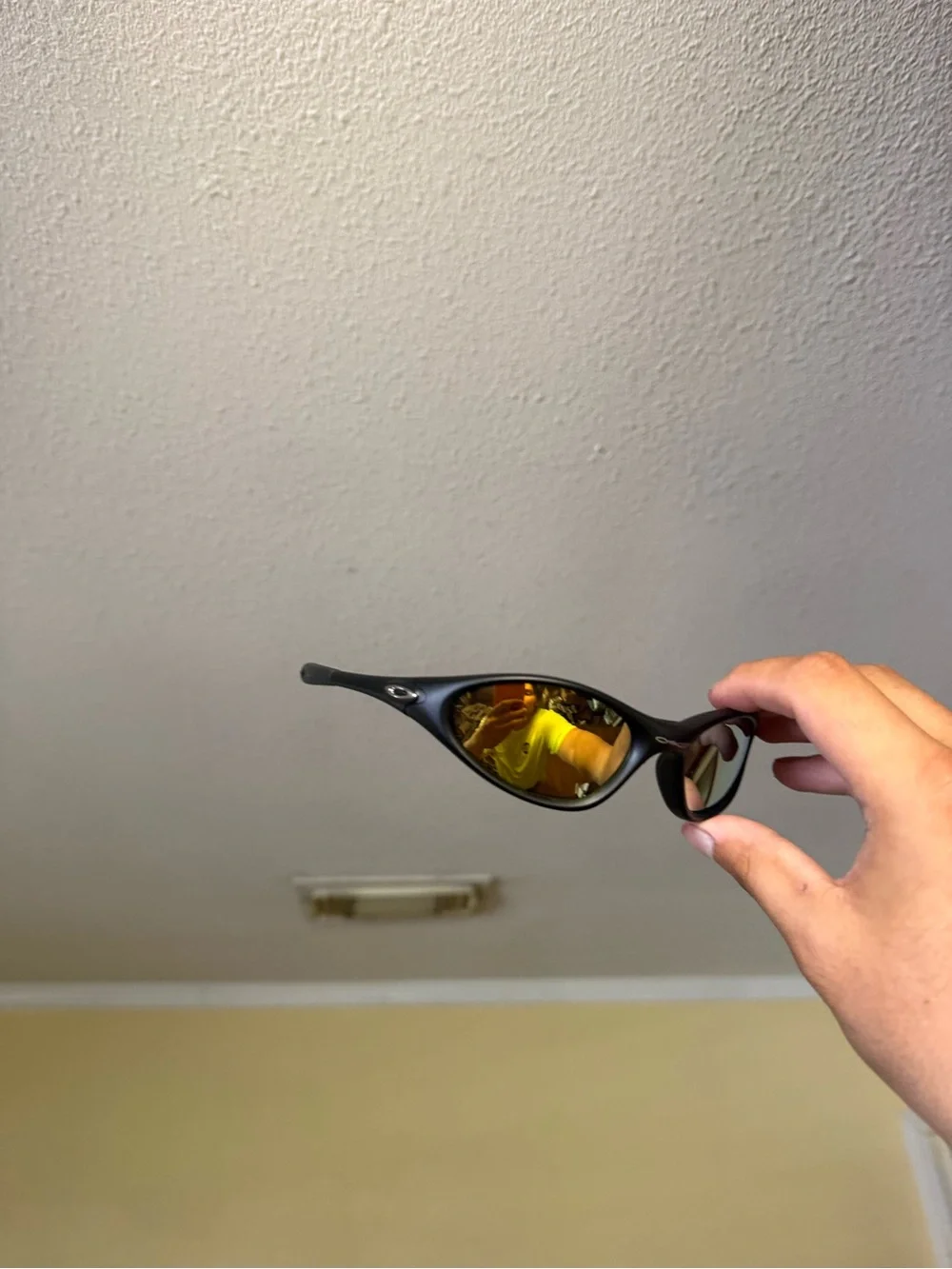 Black Frame Sunglasses with Amber Mirrored Lenses Oakley